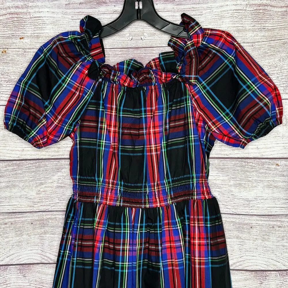 J. Crew Girls Crew Cuts Stewart Tartan Holiday Puff Sleeve Dress Size 10 New